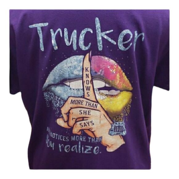 Lady Trucker Purple Graphic Tee EUC sz 2x - Picture 1 of 6